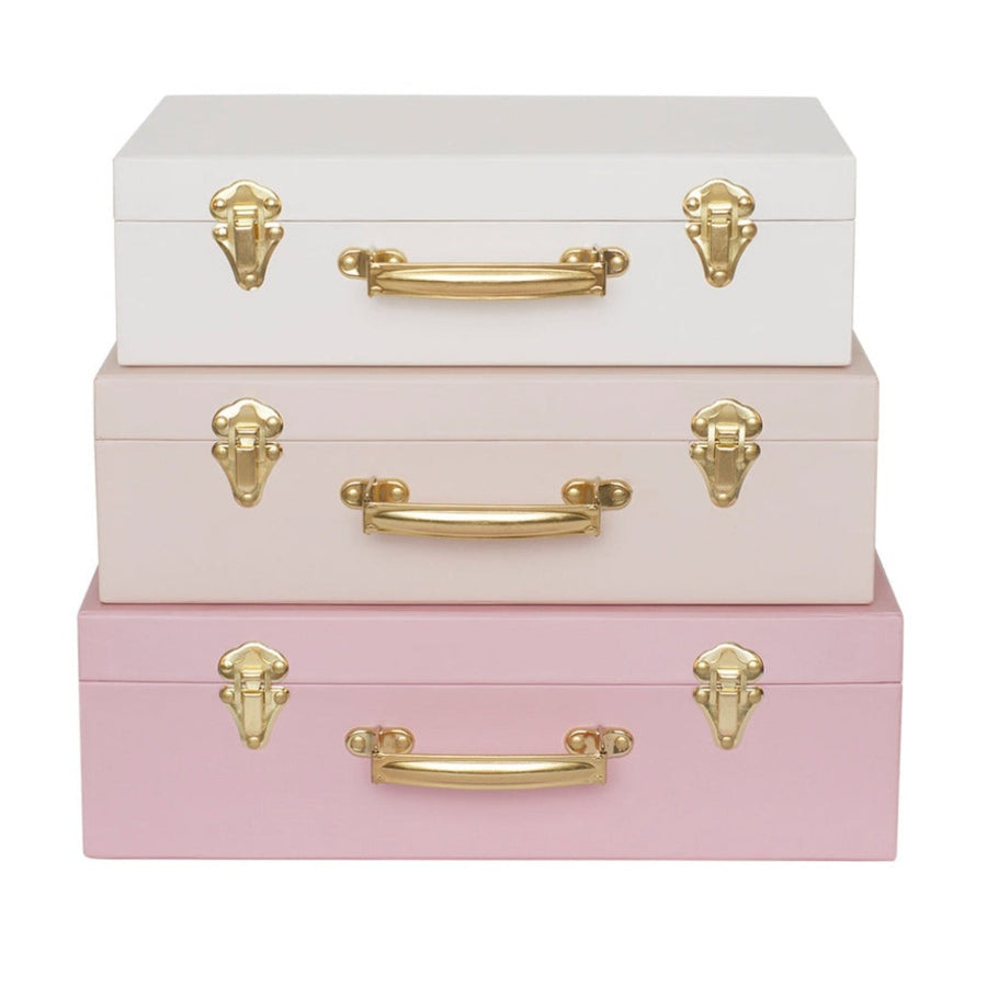 Jabadabado pink storage suitcases perfect for organizing toys and essentials.
