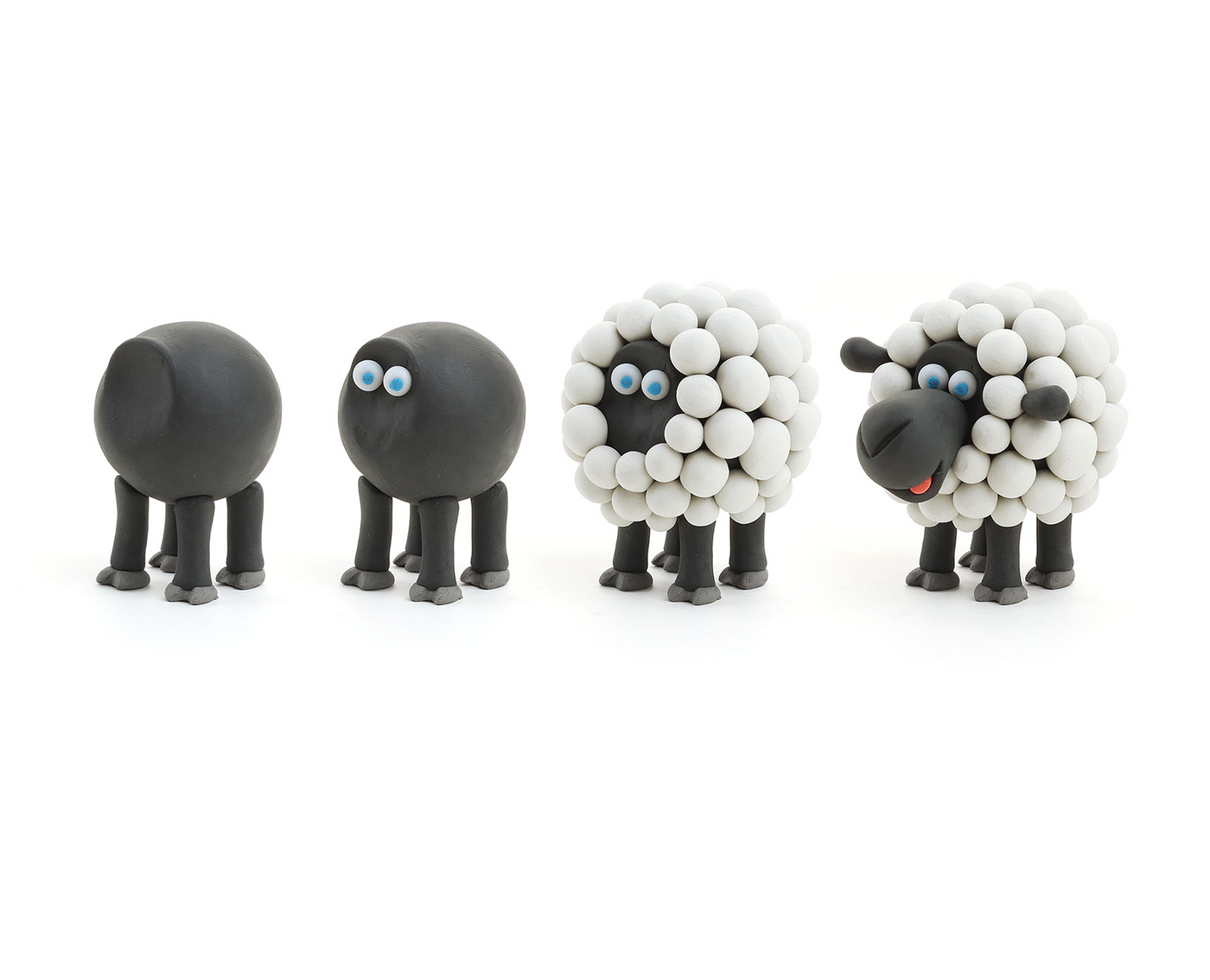 60024 Heyclay - Dieren - Hondje, Koe & Schaap - 6 Dosen