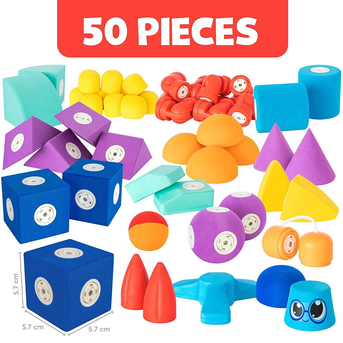 Set of 50 jumbo magnetic blocks in a Blockaroo Builders Box, perfect for building fun.
