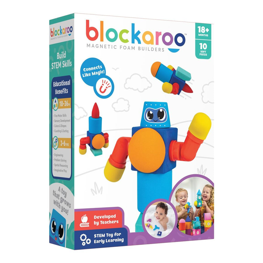 Blockaroo Robot Box with 10 jumbo magnetic building blocks for creative play.
