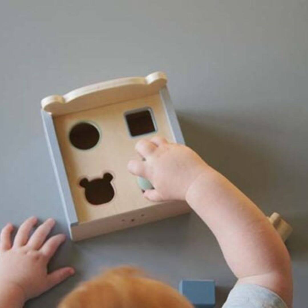 Fun teddy-themed sorting box by Jabadabado, ideal for early learning and development.
